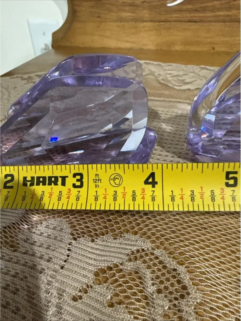 Pair Large Diamond Cut Purple Crystal Swan Figurines Paperweight Statue 5” Rare - Picture 9 of 15